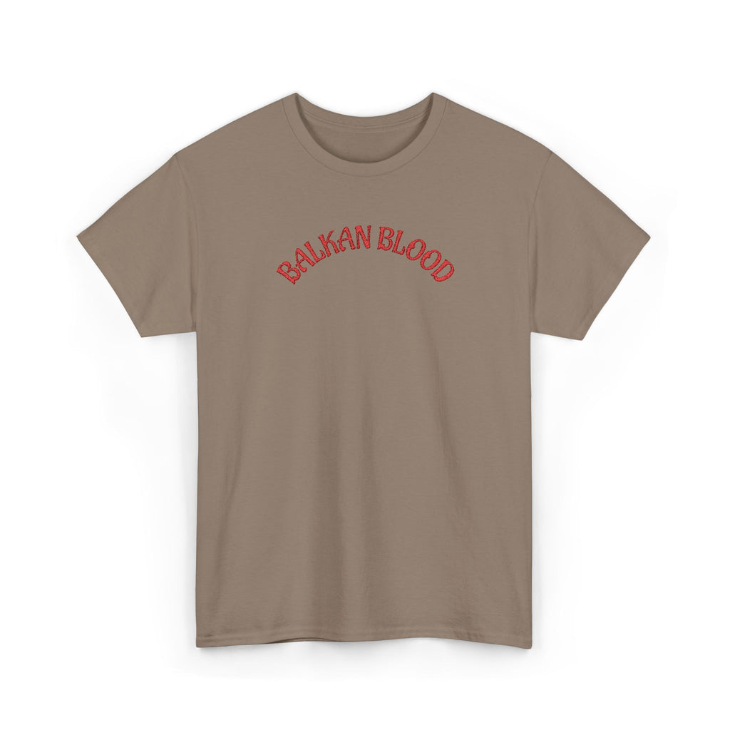 Embroidery Balkan Blood T‑Shirt — Red Arch Logo