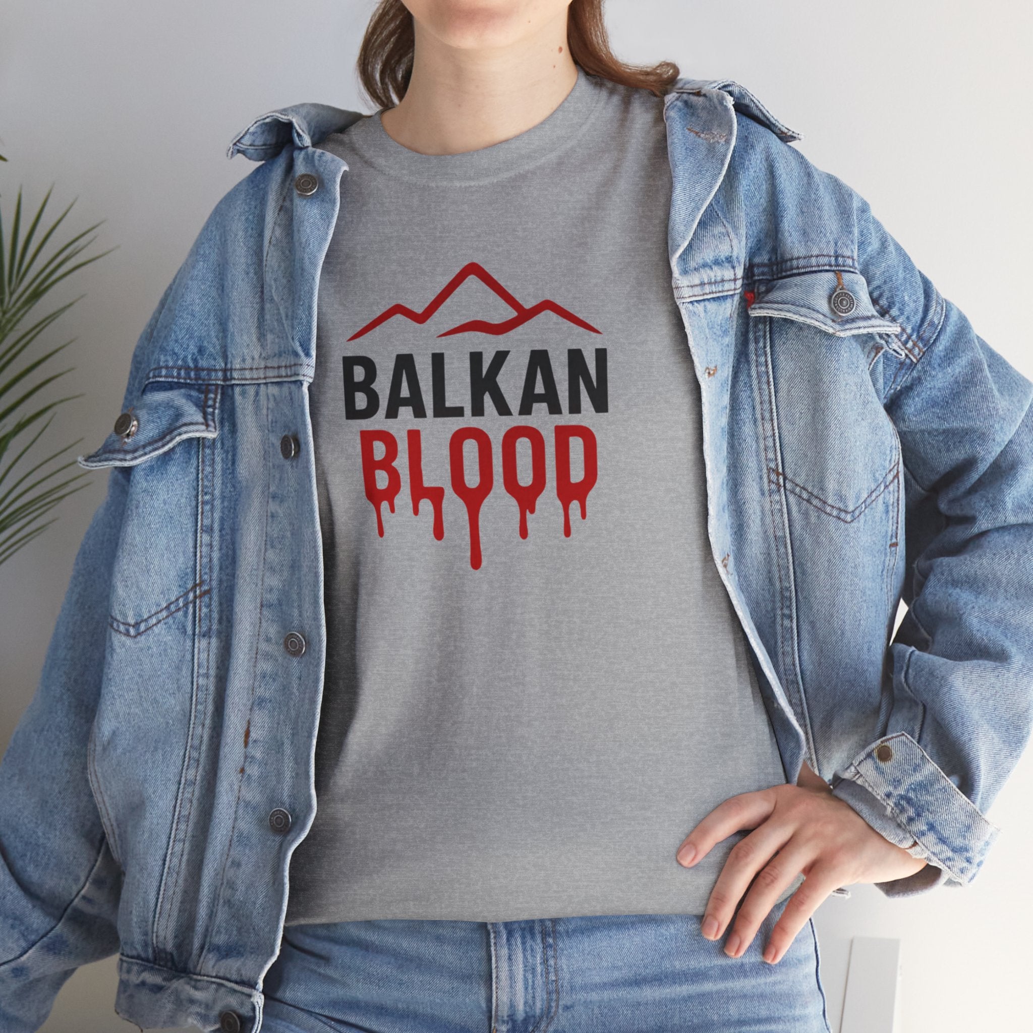 Balkan Blood T-Shirt — Heritage Graphic Tee with Multilingual “Blood” Back Print