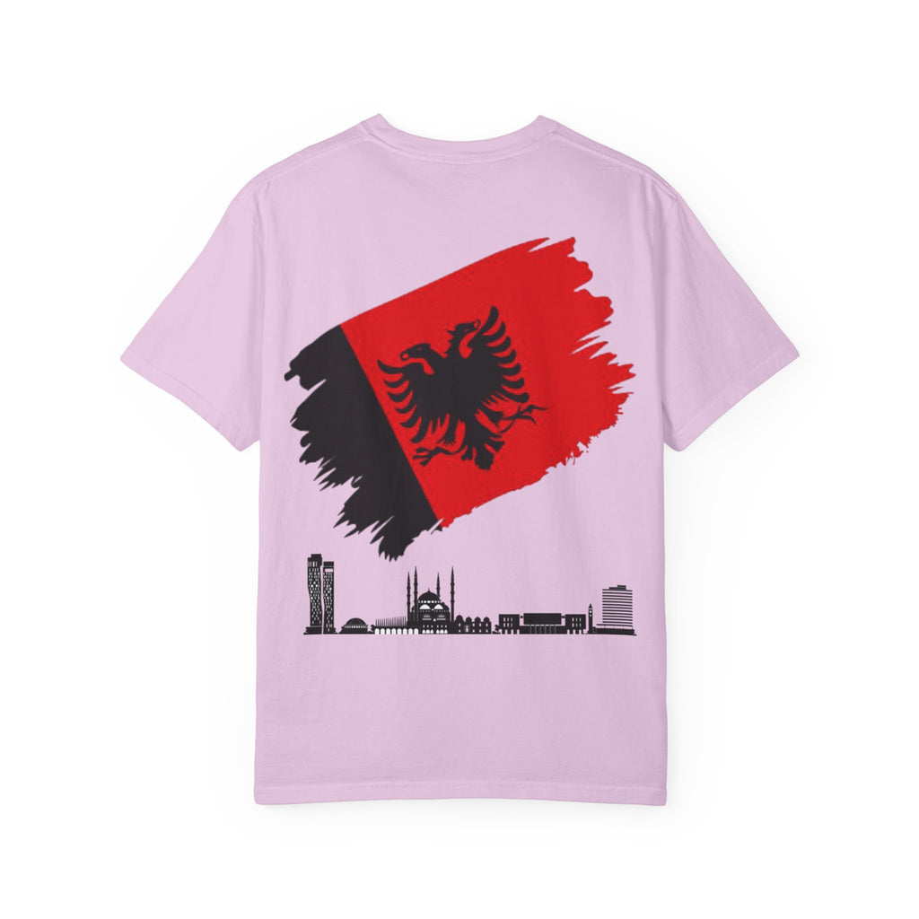 Albanian Balkan Heritage T-Shirt - Unisex Garment-Dyed Tee, Albania Pride Apparel, Cultural Gift, Travel Souvenir, Festival Wear