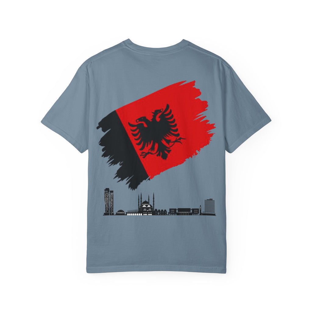 Albanian Balkan Heritage T-Shirt - Unisex Garment-Dyed Tee, Albania Pride Apparel, Cultural Gift, Travel Souvenir, Festival Wear