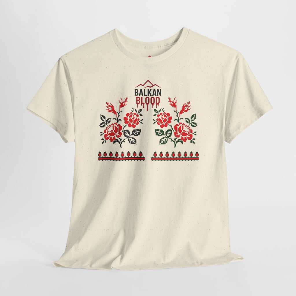 Bulgaria Balkan Blood Unisex Heavy Cotton Tee, Vintage Floral Graphic Shirt