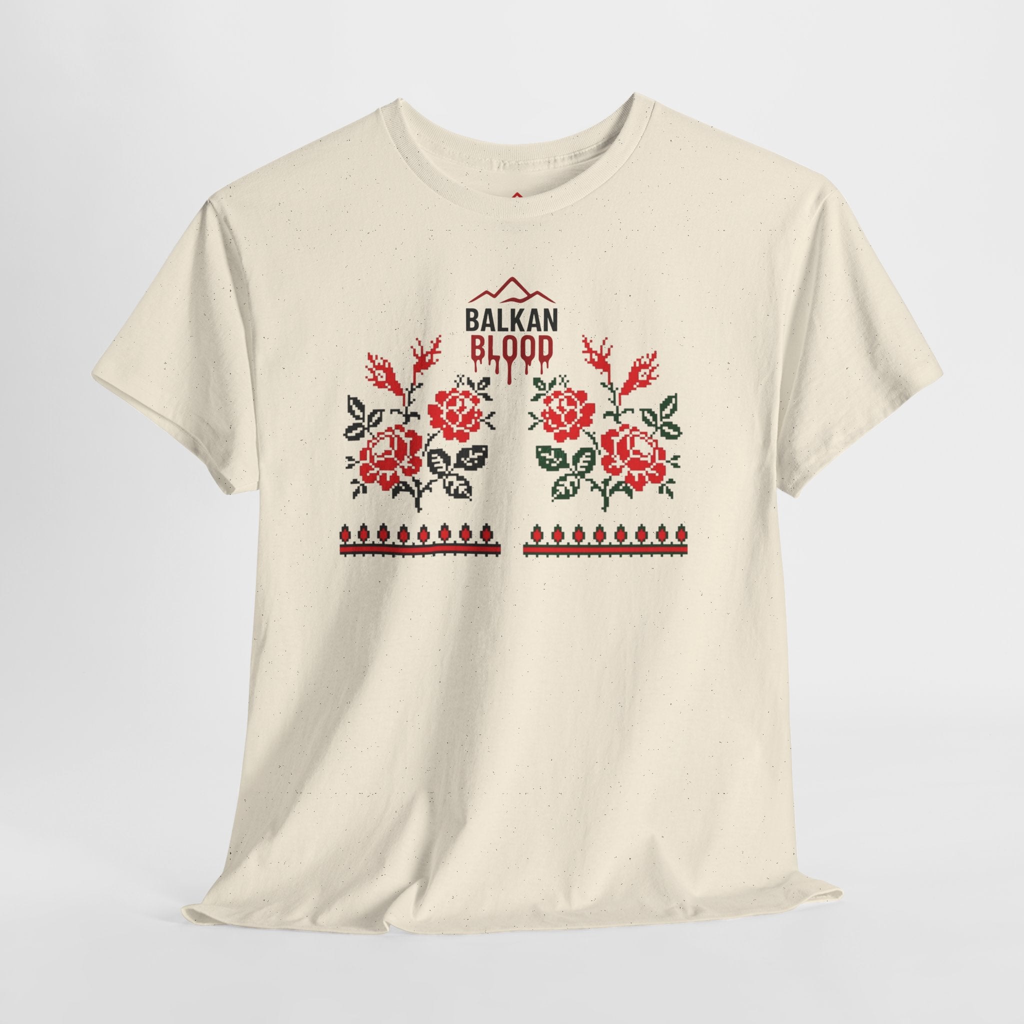 Bulgaria Balkan Blood Unisex Heavy Cotton Tee, Vintage Floral Graphic Shirt