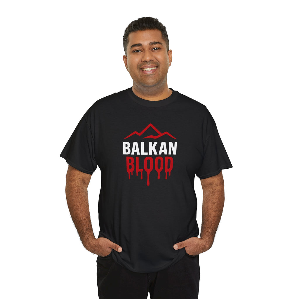 Balkan Blood T-Shirt — Heritage Graphic Tee with Multilingual “Blood” Back Print