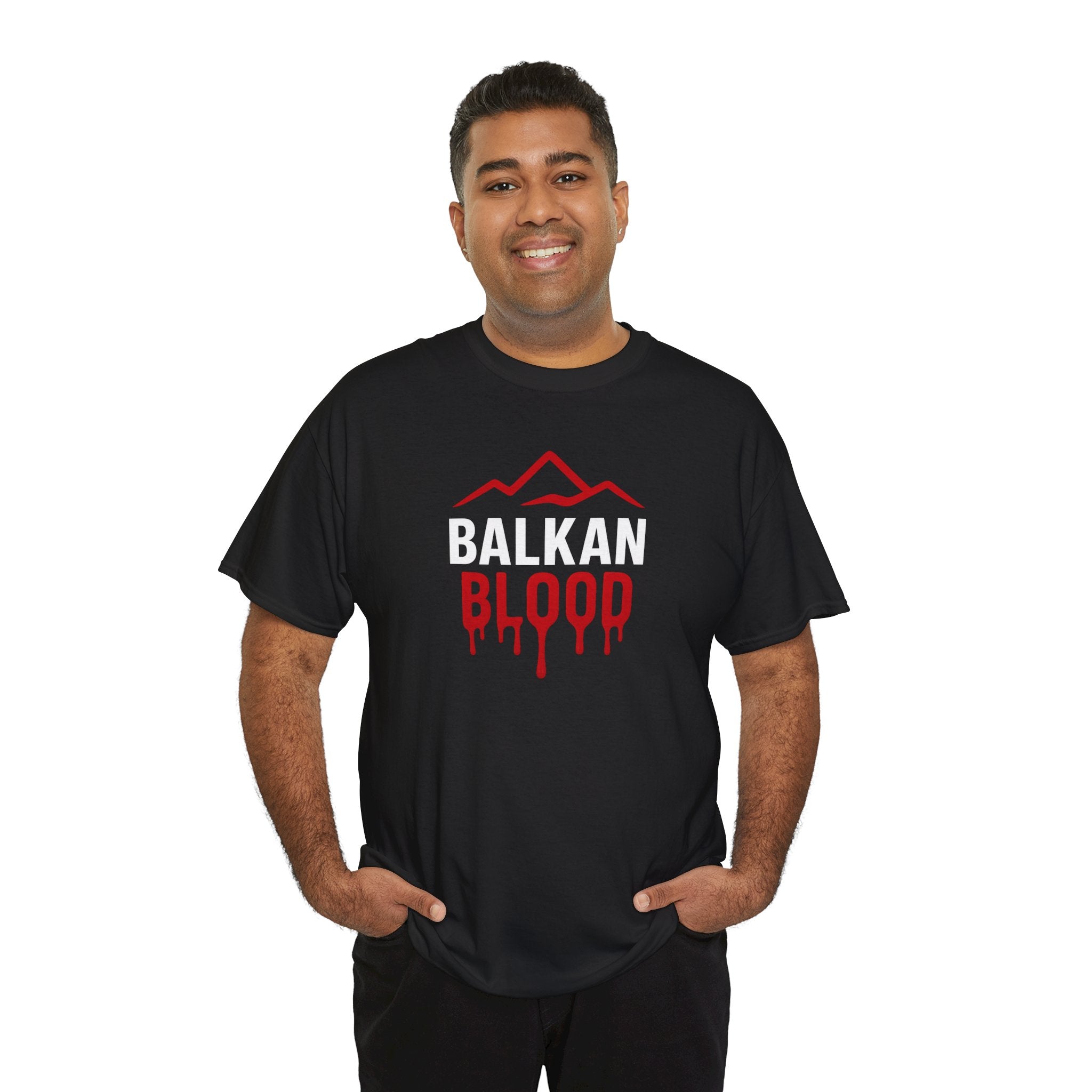 Balkan Blood T-Shirt — Heritage Graphic Tee with Multilingual “Blood” Back Print