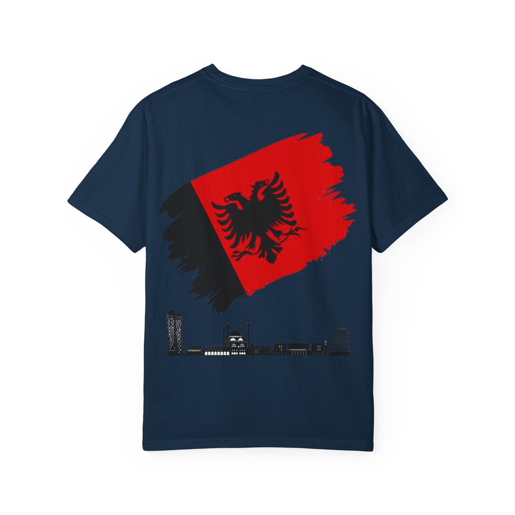 Albanian Balkan Heritage T-Shirt - Unisex Garment-Dyed Tee, Albania Pride Apparel, Cultural Gift, Travel Souvenir, Festival Wear