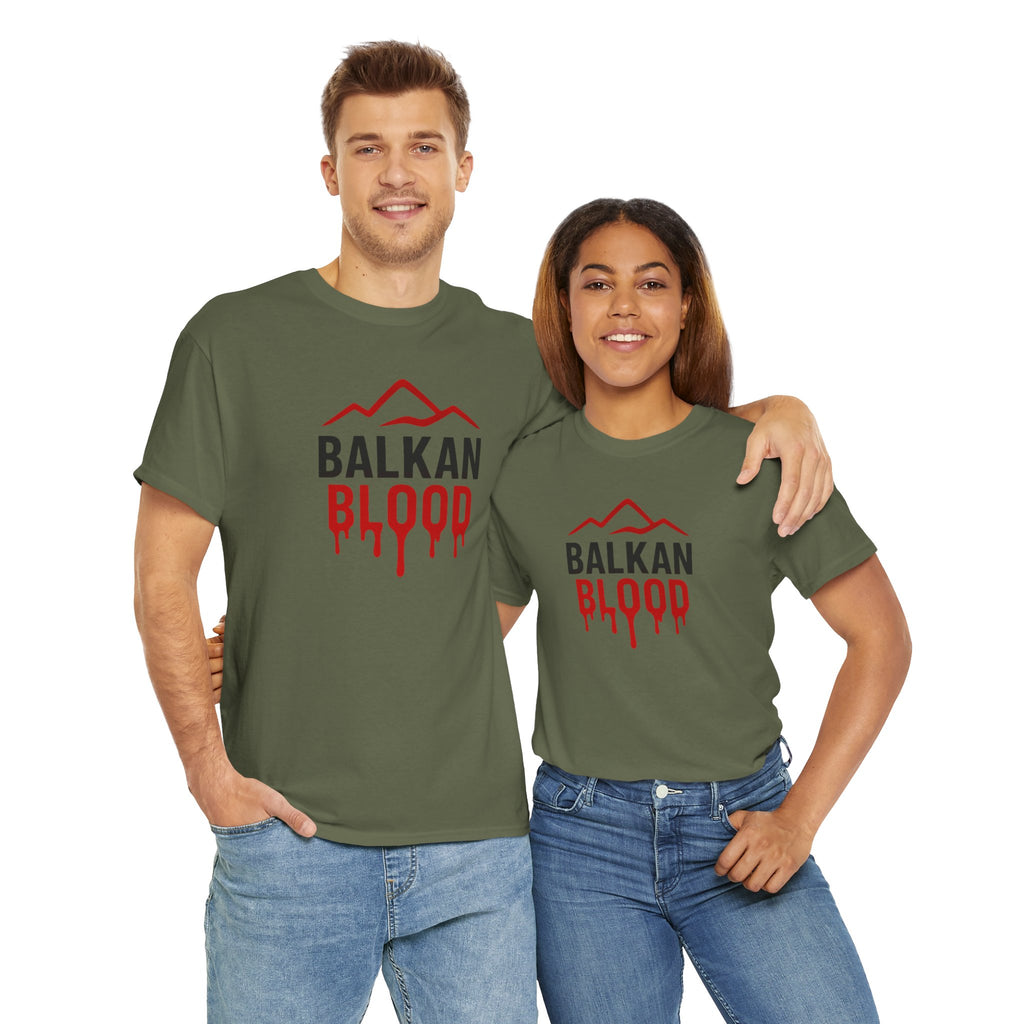Balkan Blood T-Shirt — Heritage Graphic Tee with Multilingual “Blood” Back Print