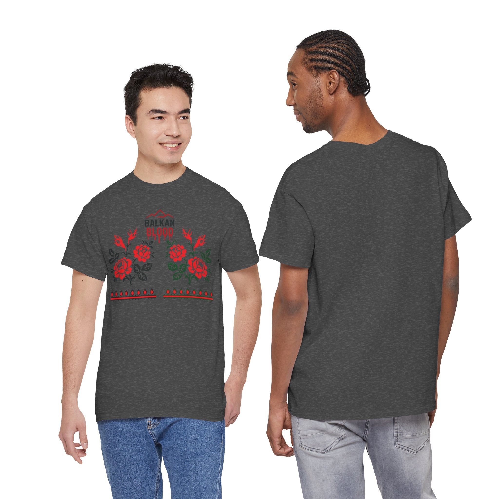 Bulgaria Balkan Blood Unisex Heavy Cotton Tee, Vintage Floral Graphic Shirt