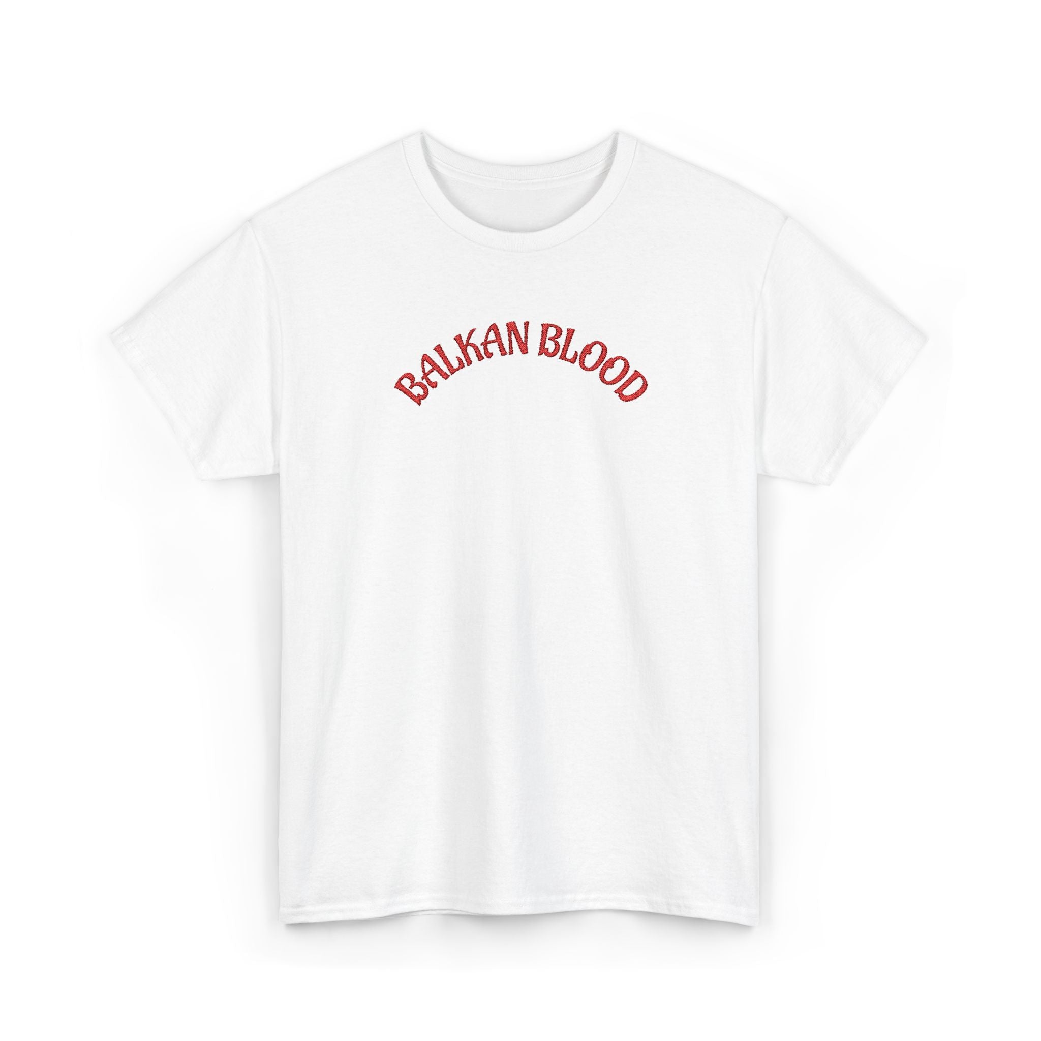 Embroidery Balkan Blood T‑Shirt — Red Arch Logo