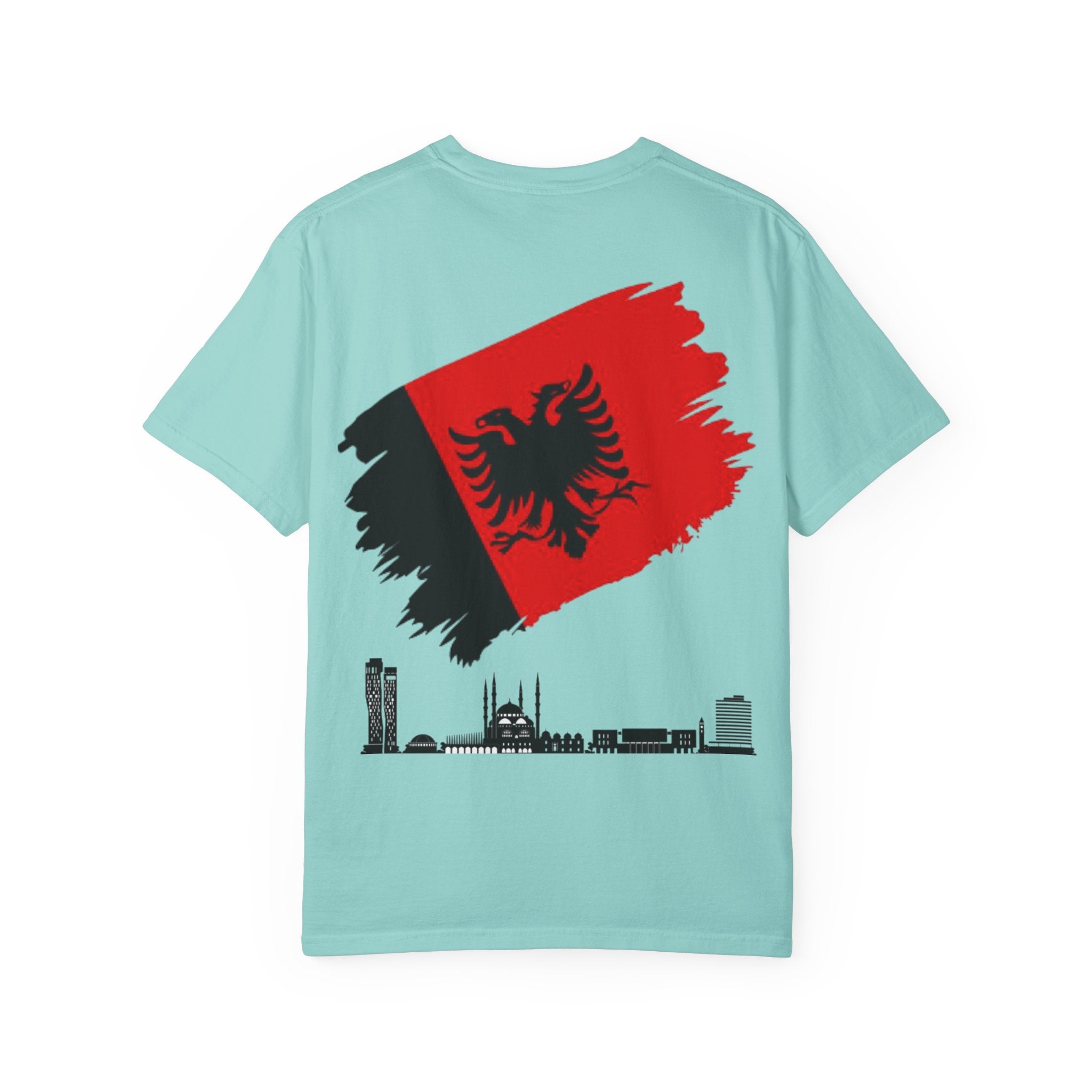 Albanian Balkan Heritage T-Shirt - Unisex Garment-Dyed Tee, Albania Pride Apparel, Cultural Gift, Travel Souvenir, Festival Wear